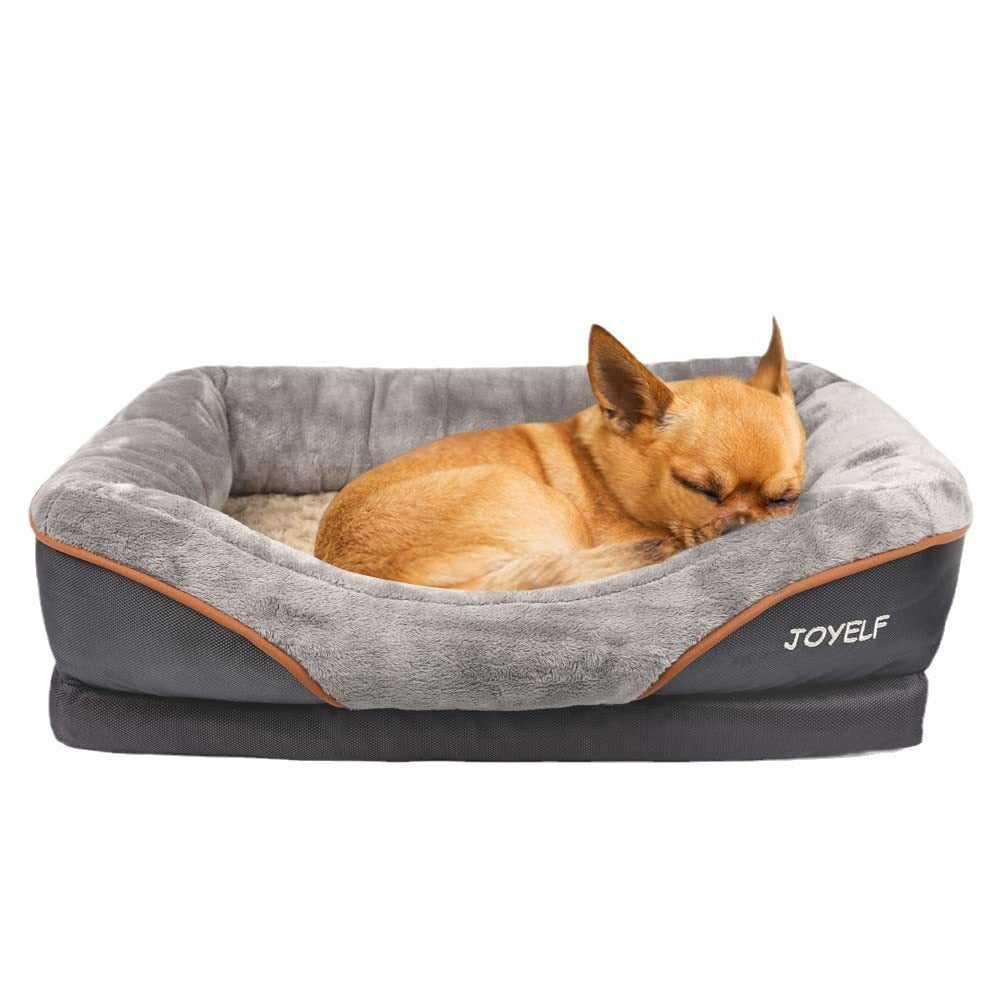 KTX-341267 Two-Color Four-Sided Sofa for Dogs - Winter Warm Design, Gray, Multiple Sizes