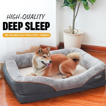 KTX-341267 Two-Color Four-Sided Sofa for Dogs - Winter Warm Design, Gray, Multiple Sizes