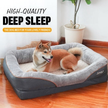 KTX-341267 Two-Color Four-Sided Sofa for Dogs - Winter Warm Design, Gray, Multiple Sizes