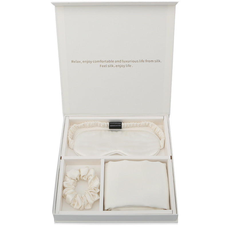 KTX-341971 Silk Eye Mask Gift Set with Pillowcase and Scrunchie - Breathable, Hypoallergenic, Anti-Aging