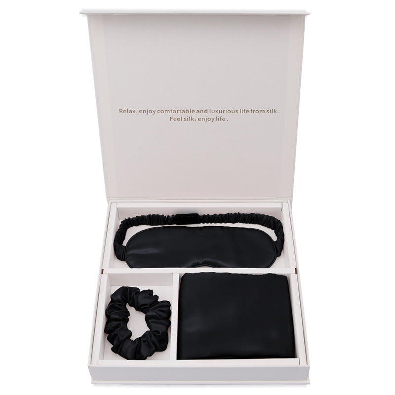 KTX-341971 Silk Eye Mask Gift Set with Pillowcase and Scrunchie - Breathable, Hypoallergenic, Anti-Aging