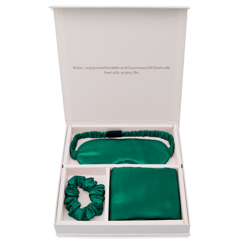KTX-341971 Silk Eye Mask Gift Set with Pillowcase and Scrunchie - Breathable, Hypoallergenic, Anti-Aging