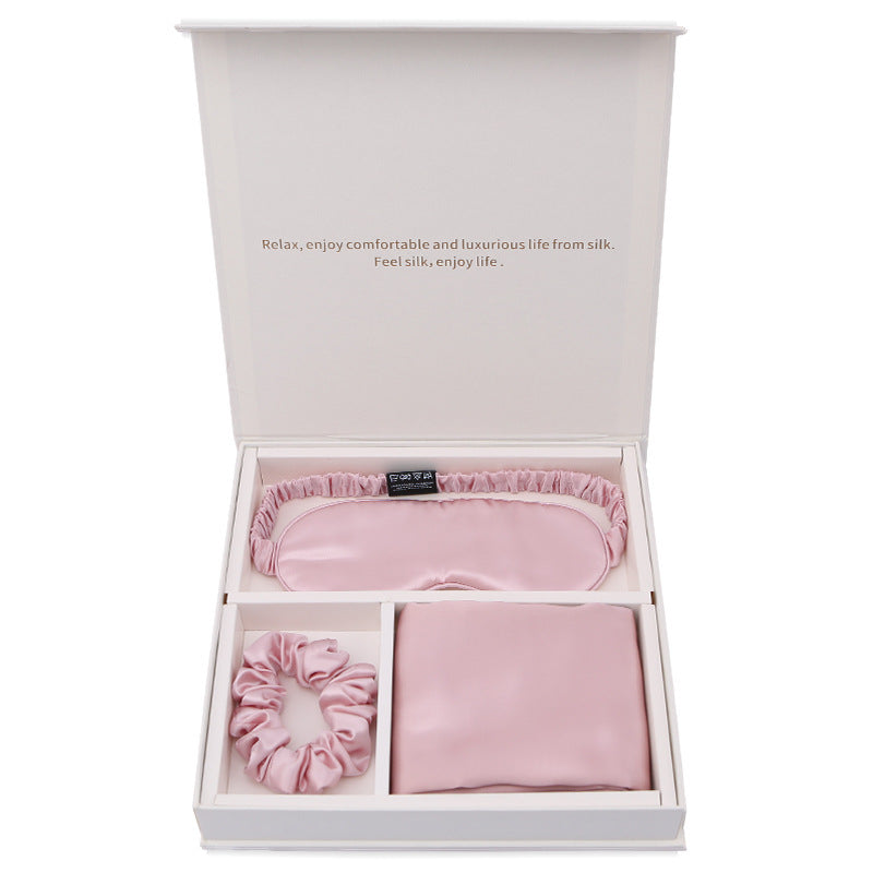 KTX-341971 Silk Eye Mask Gift Set with Pillowcase and Scrunchie - Breathable, Hypoallergenic, Anti-Aging