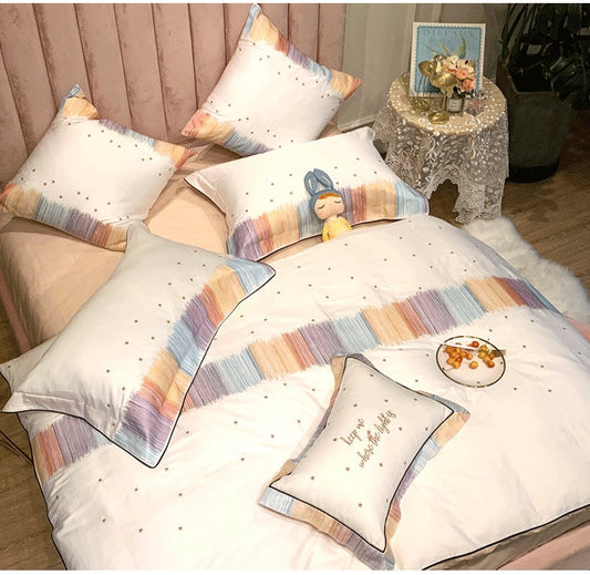 KTX-342291 Embroidered Star Geometry Duvet Cover Set in Pure Long-Staple Cotton
