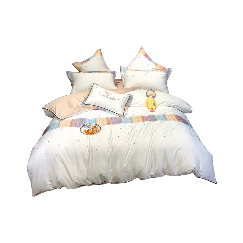 KTX-342291 Embroidered Star Geometry Duvet Cover Set in Pure Long-Staple Cotton