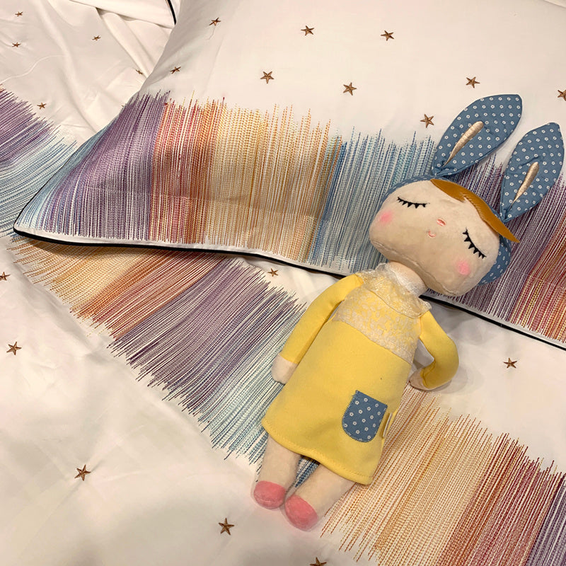 KTX-342291 Embroidered Star Geometry Duvet Cover Set in Pure Long-Staple Cotton