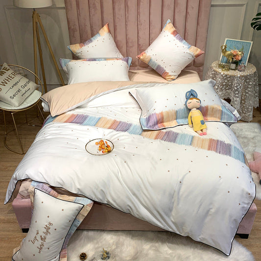 KTX-342291 Embroidered Star Geometry Duvet Cover Set in Pure Long-Staple Cotton