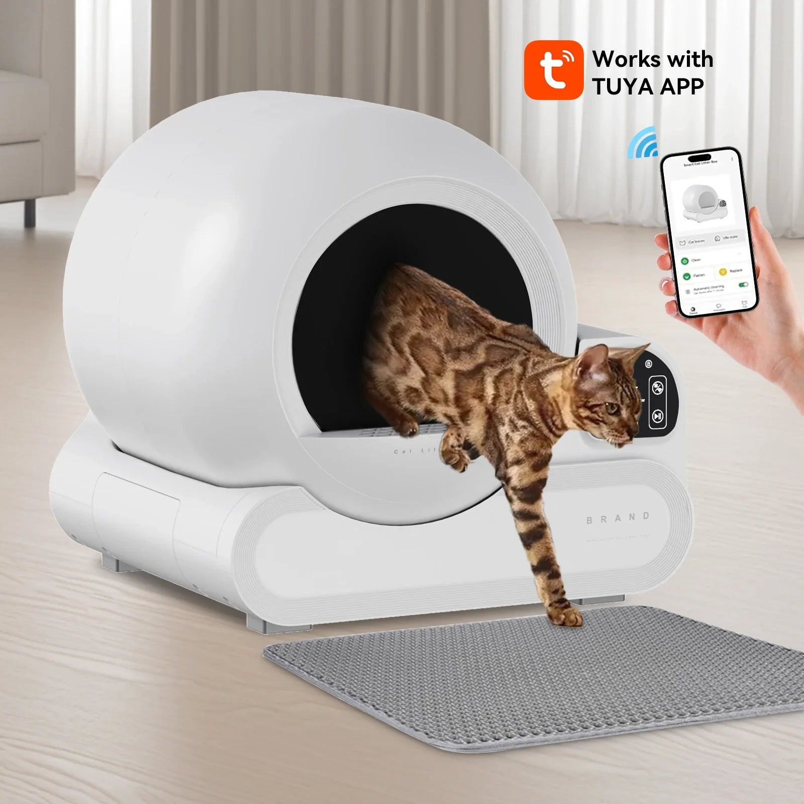 KTX-345875 Automatic Wi-Fi Enabled Cat Litter Box with Carbon Filtration and 70L Capacity