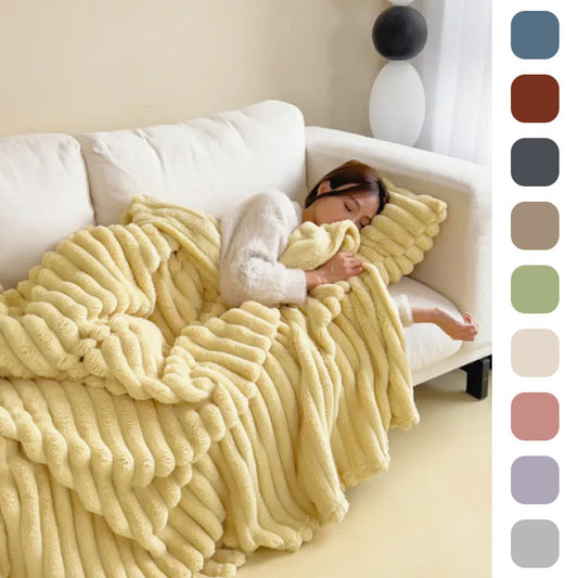 KTX-346515 Double-Sided Thick Bubble Velvet Blanket in Soft Colors for All-Season Comfort