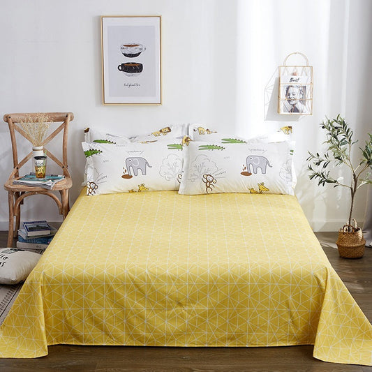 KTX-346899 Double Cotton Bed Linen for Student Dormitory - Simple Style with Floral Patterns in Various Colors and Sizes