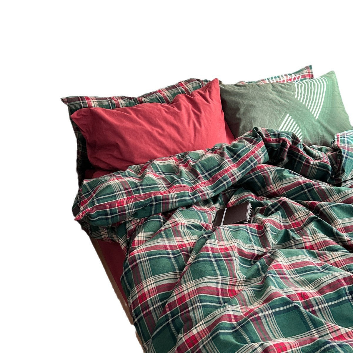 KTX-348691 Nordic Simple Plaid Cotton Four-Piece Bed Linen Set in Washed Cotton