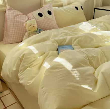 KTX-348883 Simple Gradient Color Cotton Bed Set - 3/4 Piece Options for Various Bed Sizes