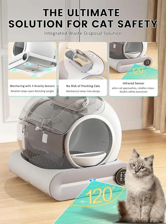 KTX-349331 Smart Self-Cleaning Cat Litter Box with Wi-Fi and Odor Control, 65L Capacity
