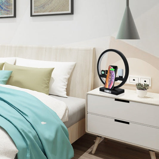 KTX-350099 3 in 1 Wireless Quick Charger for iPhone X XR, Apple Watch & AirPods with LED Indicator - White/Black