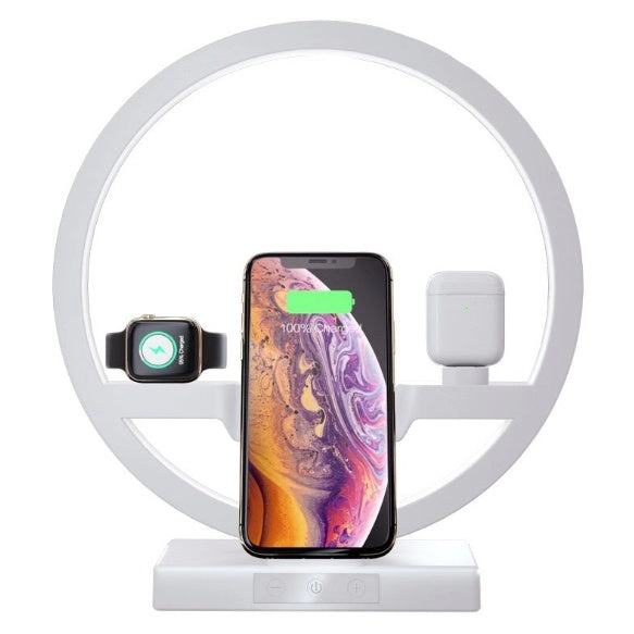 KTX-350099 3 in 1 Wireless Quick Charger for iPhone X XR, Apple Watch & AirPods with LED Indicator - White/Black