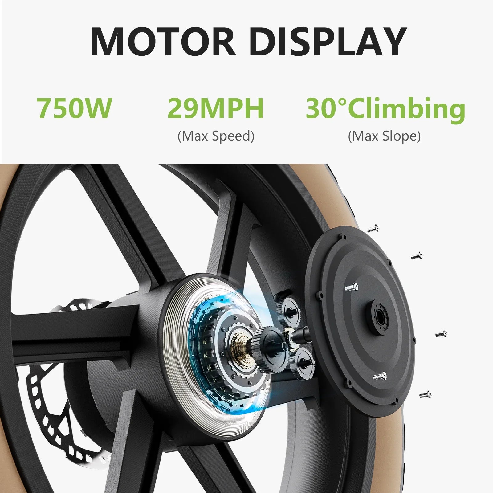 KTX-350739 750W Electric Fat Tire Mountain Bike with 7-Speed Gears and 80KM Range