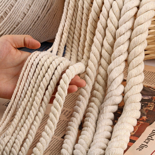 KTX-350739 Beige Coarse Cotton Rope - Available in 5mm, 6mm, 8mm, 10mm, 12mm, and 20mm Thickness