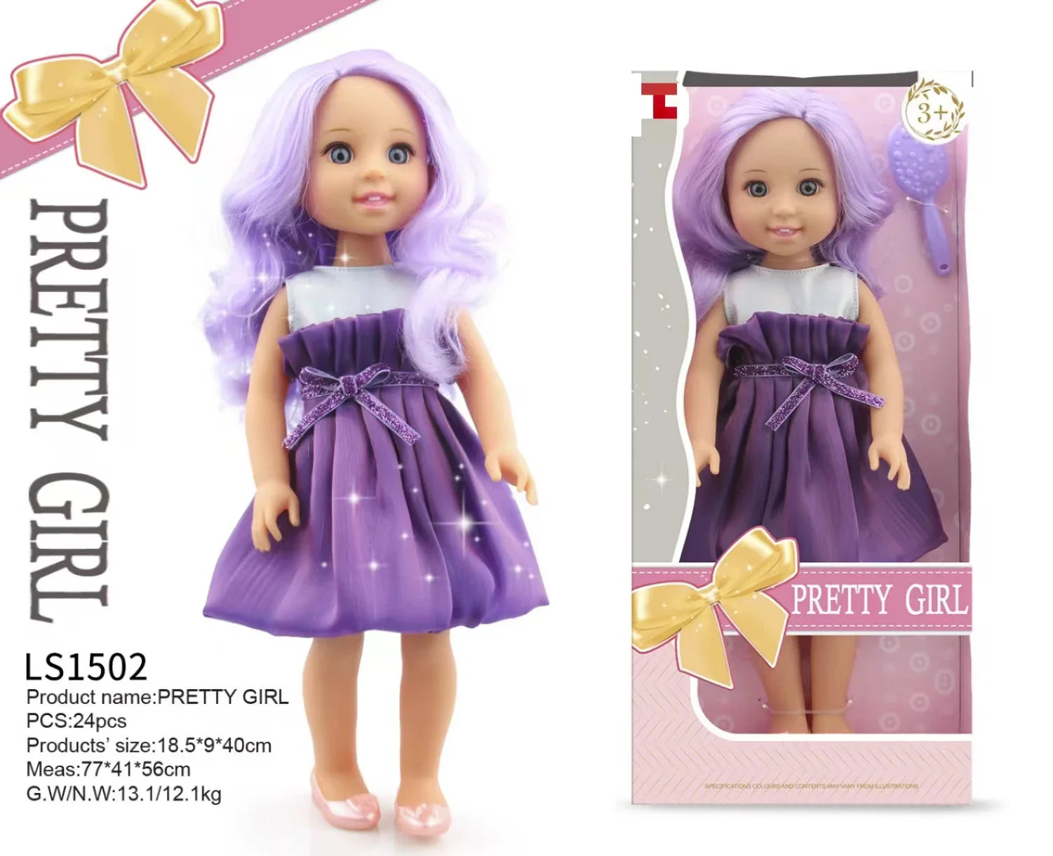 KTX-350867 15-Inch Fashion Doll with Fine Hair for Stylish Play - Educational Vinyl Princess Doll for Kids