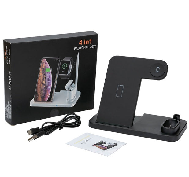 KTX-351251 4-in-1 Wireless Charging Station with Adjustable Design for Mobile Phones, Apple Watch, AirPods, and Apple Pencil - Qi-Certified Fast Charging