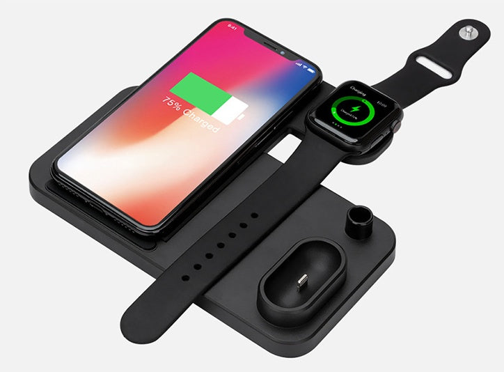 KTX-351251 4-in-1 Wireless Charging Station with Adjustable Design for Mobile Phones, Apple Watch, AirPods, and Apple Pencil - Qi-Certified Fast Charging