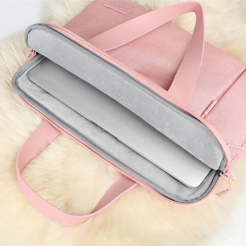 KTX-351891 Ultrathin Portable Waterproof Pink Laptop Messenger Bag for 15 Inch Laptops
