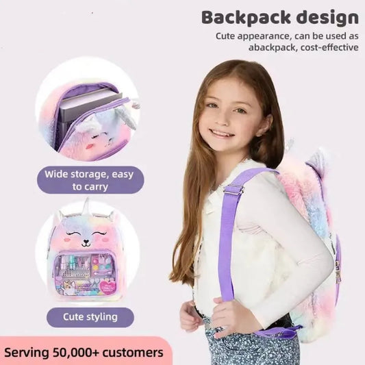 KTX-352019 Kids Non-Toxic Makeup Kit with Washable Nail Accessories and Backpack Bag