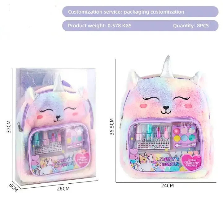 KTX-352019 Kids Non-Toxic Makeup Kit with Washable Nail Accessories and Backpack Bag