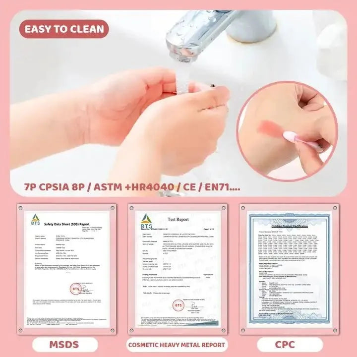 KTX-352019 Kids Non-Toxic Makeup Kit with Washable Nail Accessories and Backpack Bag