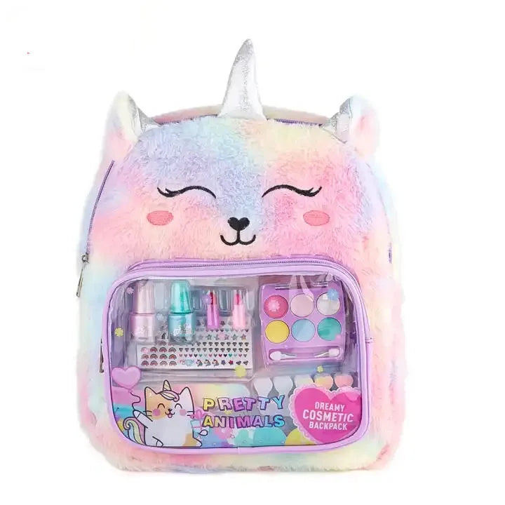 KTX-352019 Kids Non-Toxic Makeup Kit with Washable Nail Accessories and Backpack Bag