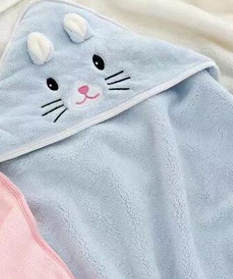 KTX-352915 Cozy Coral Fleece Children’s Hoodie Bath Towel - Panda, Elephant, Koala, Long Ear Dog