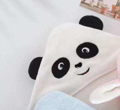 KTX-352915 Cozy Coral Fleece Children’s Hoodie Bath Towel - Panda, Elephant, Koala, Long Ear Dog