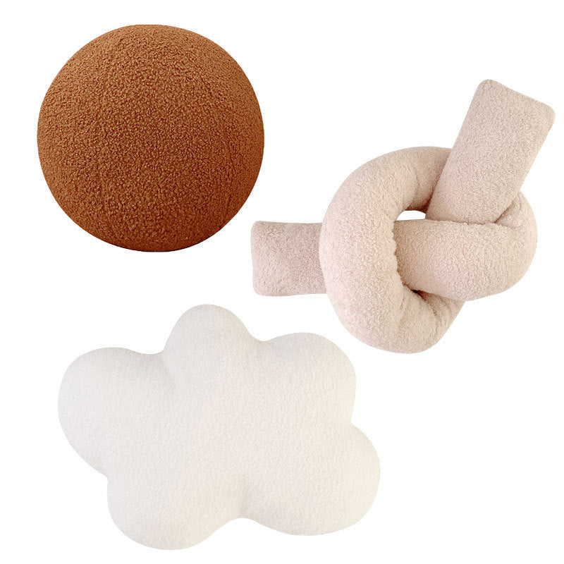 KTX-353491 Geometric Plush Cloud Pillow Cushion - Available in Beige, Caramel, and White Styles