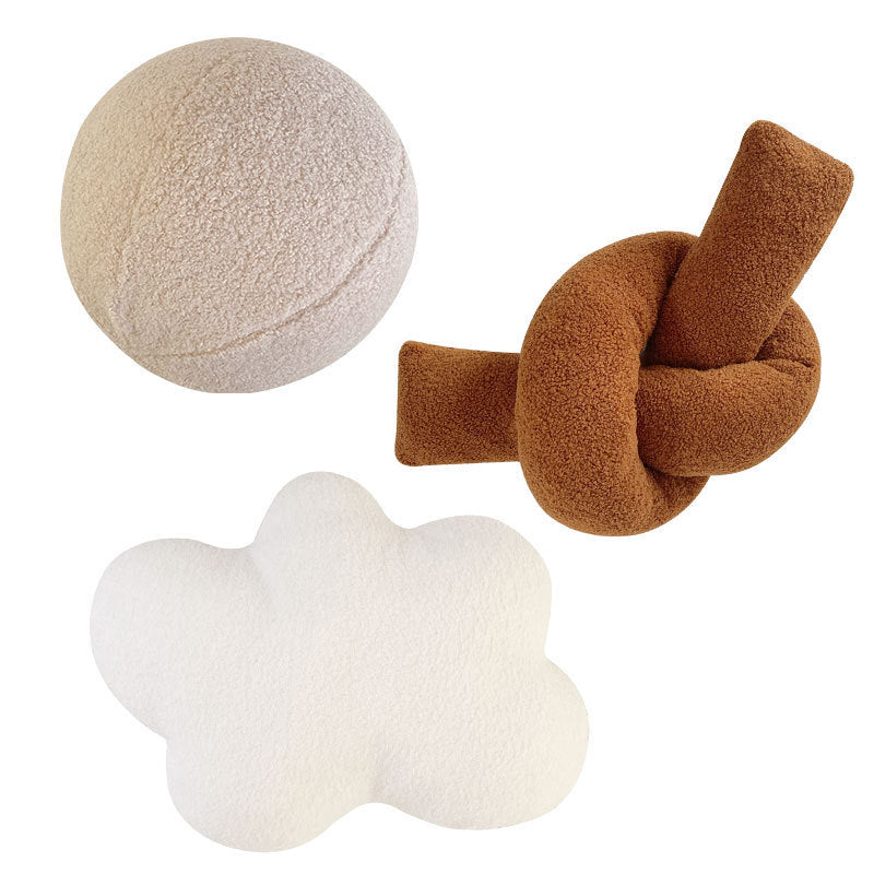 KTX-353491 Geometric Plush Cloud Pillow Cushion - Available in Beige, Caramel, and White Styles