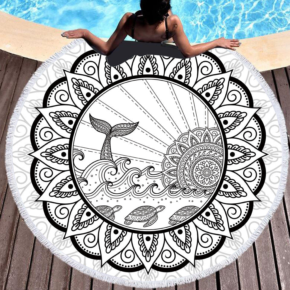 KTX-354067 Colorful Tie-Dye Microfiber Round Beach Towel - 150x150cm, Ultra-Soft Superfine Fiber, Lightweight Design