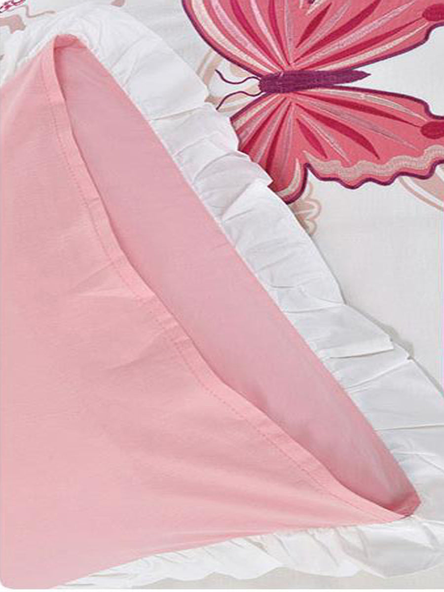KTX-354643 Children's Princess Cartoon Wind Bedding Set - Cotton Quilt with Pillowcases in Pink & White