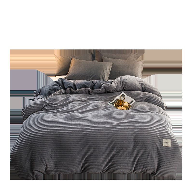 KTX-354963 Velvet Magic Flannel Double Duvet Cover, Simple Style, 100% Polyester Fiber, Plain Pattern