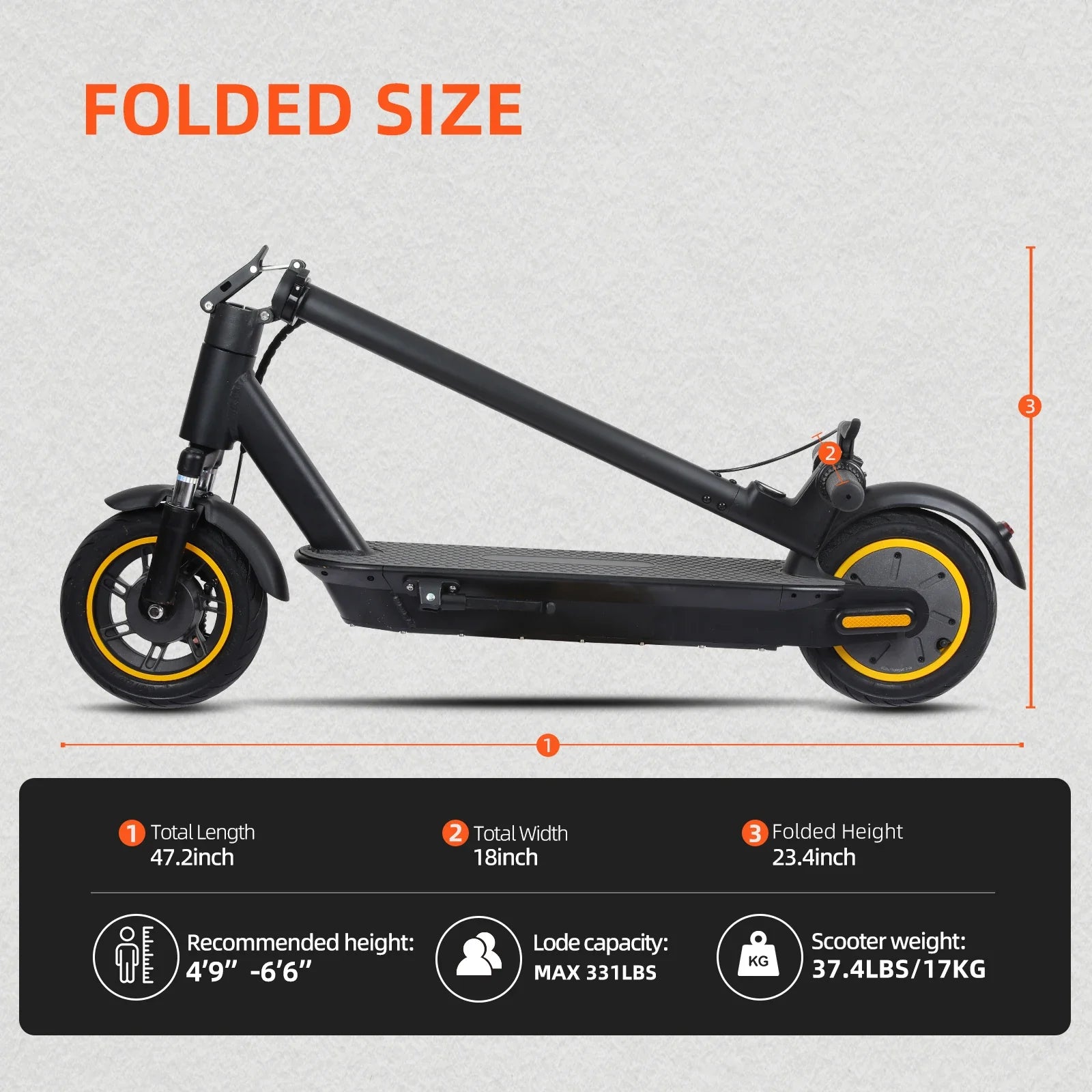 KTX-355667 Foldable 10-Inch Electric Scooter with 500W Motor, 36V 15Ah Battery, 40KM Range, Disc Brakes, Waterproof Design
