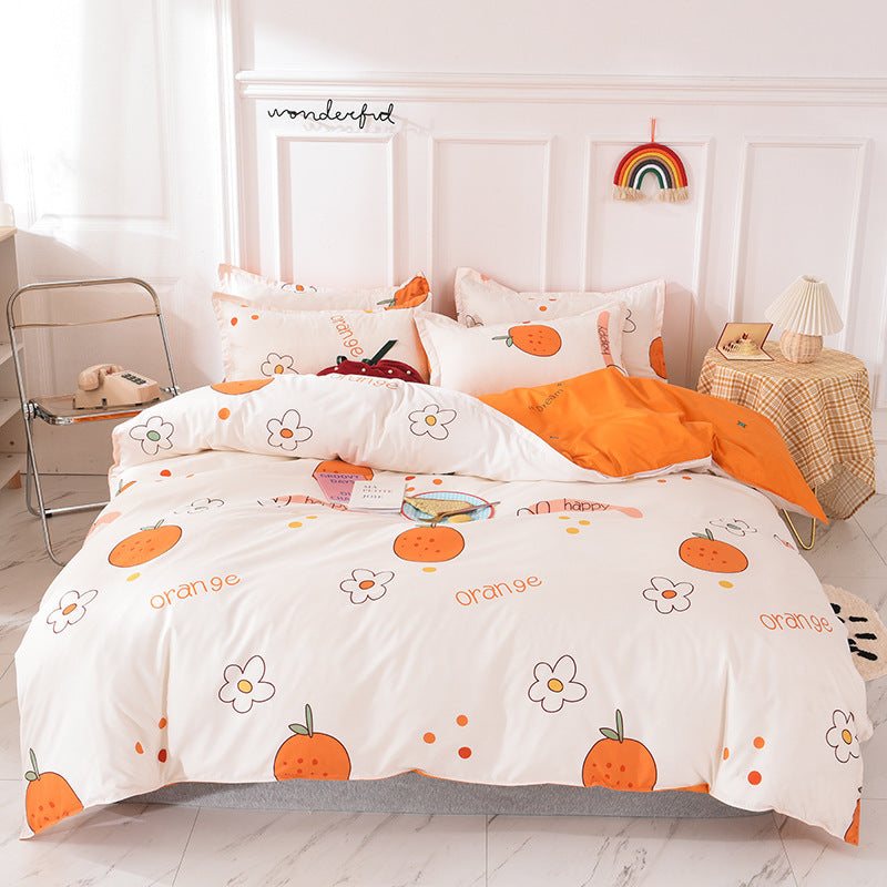 KTX-355795 Aloe Cotton 4-Piece Spring-Summer Bed Sheet Set with Floral Design