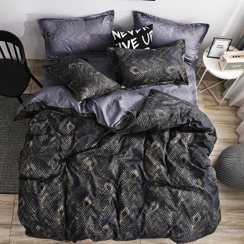 KTX-357267 Four-Piece Personalized Fashion Bedding Set with Geometric Pattern in Various Sizes