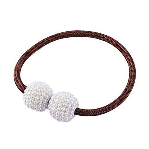 KTX-357651 Elegant Magnetic Curtain Tiebacks with Pearl Beads in White/Red Color Options