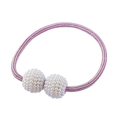 KTX-357651 Elegant Magnetic Curtain Tiebacks with Pearl Beads in White/Red Color Options