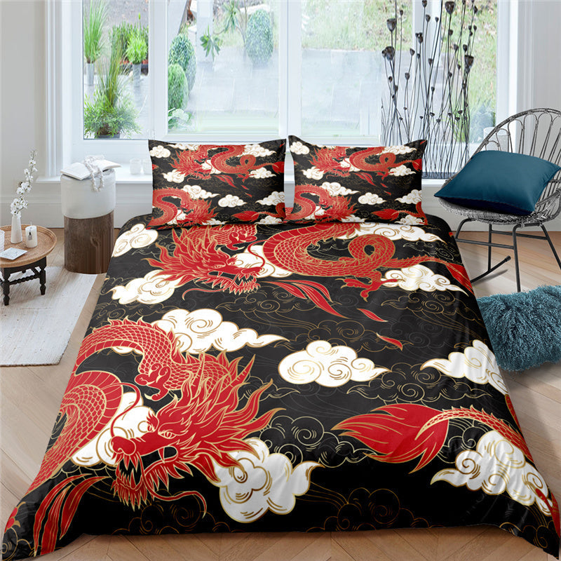 KTX-358099 3D Animal Digital Printed Bedding Set - Floral Design, Multiple Sizes Available