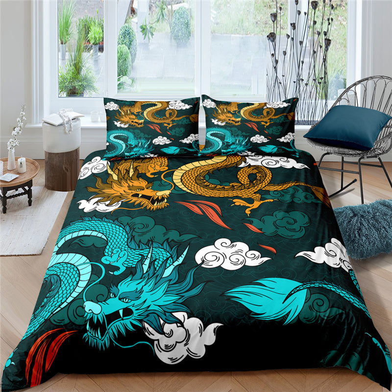 KTX-358099 3D Animal Digital Printed Bedding Set - Floral Design, Multiple Sizes Available