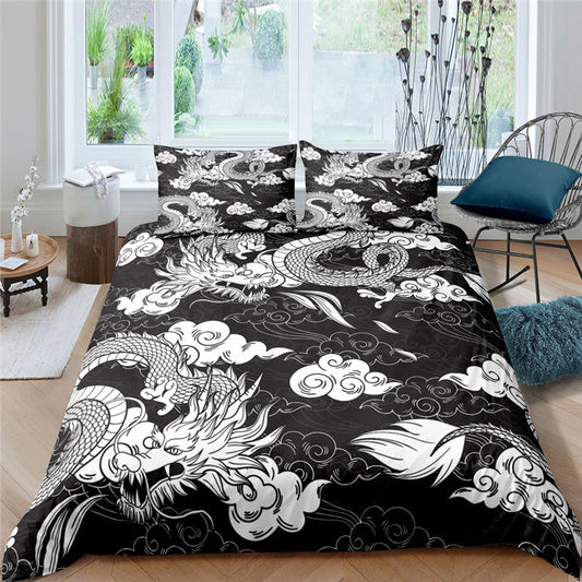 KTX-358099 3D Animal Digital Printed Bedding Set - Floral Design, Multiple Sizes Available