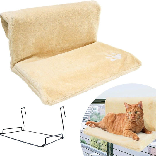 KTX-358227 L-shaped Plush Cat Hammock Nest in Lamb and Rabbit Fur Options
