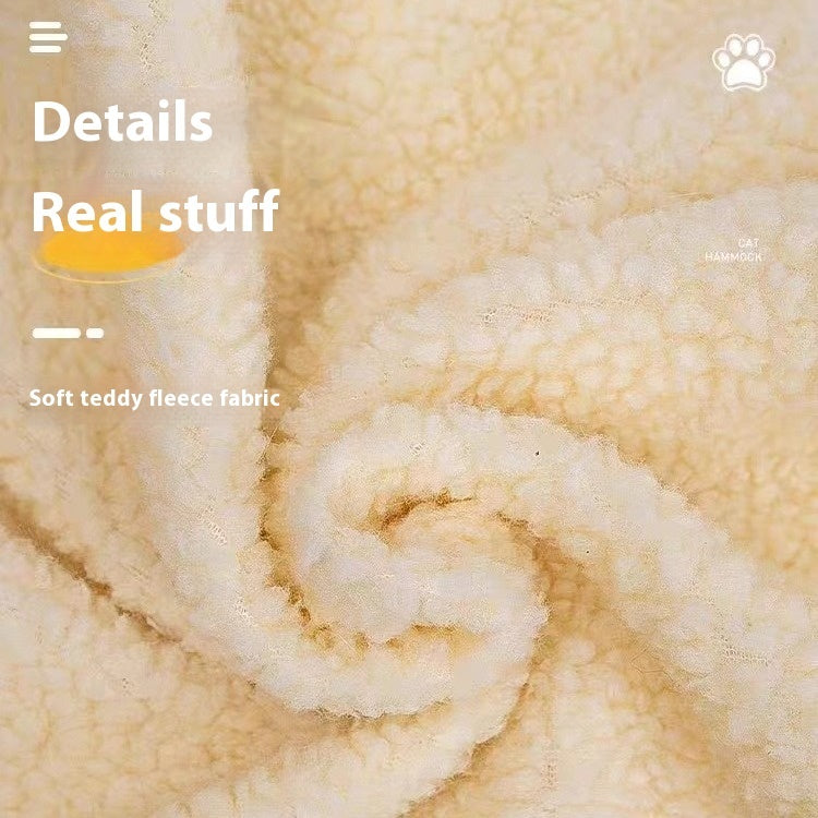 KTX-358227 L-shaped Plush Cat Hammock Nest in Lamb and Rabbit Fur Options