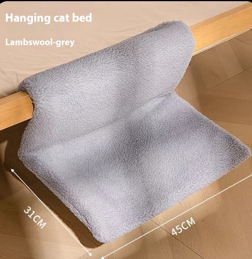 KTX-358227 L-shaped Plush Cat Hammock Nest in Lamb and Rabbit Fur Options