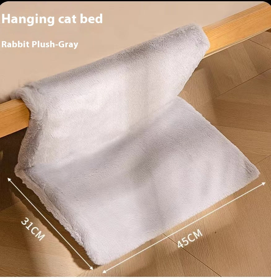 KTX-358227 L-shaped Plush Cat Hammock Nest in Lamb and Rabbit Fur Options