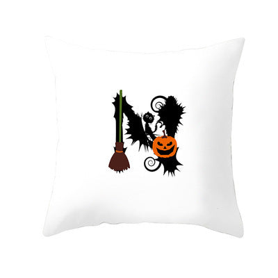 KTX-358483 Halloween Pumpkin Cartoon Peach Skin Pillowcase for Home and Office Décor, 45x45cm