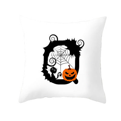 KTX-358483 Halloween Pumpkin Cartoon Peach Skin Pillowcase for Home and Office Décor, 45x45cm